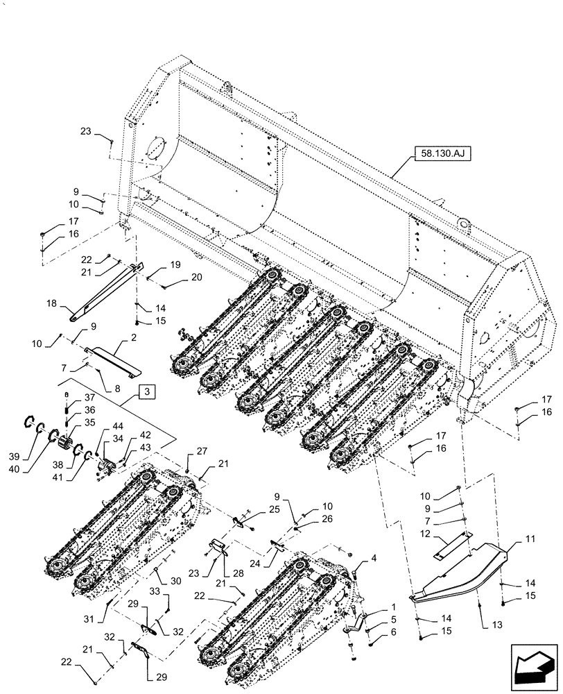 Схема запчастей Case IH 5505-65 - (58.230.AI[03]) - ROW UNIT, WITHOUT CHOPPER (58) - ATTACHMENTS/HEADERS