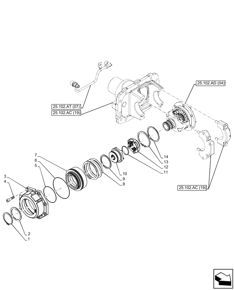 Схема запчастей Case IH FARMALL 85C - (25.102.AS[02]) - VAR - 337323 - DIFFERENTIAL LOCK, CONTROLS, 4WD, HEAVY DUTY (25) - FRONT AXLE SYSTEM