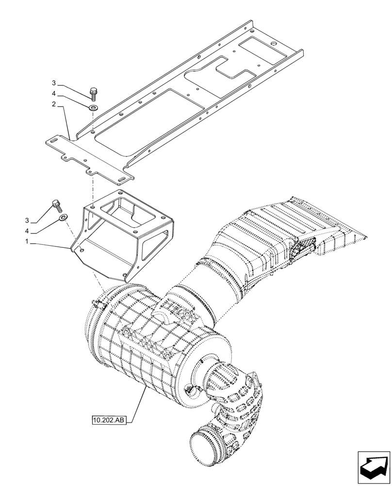 Схема запчастей Case IH PUMA 150 - (10.202.AH[01]) - VAR - 391130, 758000 - AIR CLEANER, SUPPORT - END YR 08-MAY-2014 (10) - ENGINE