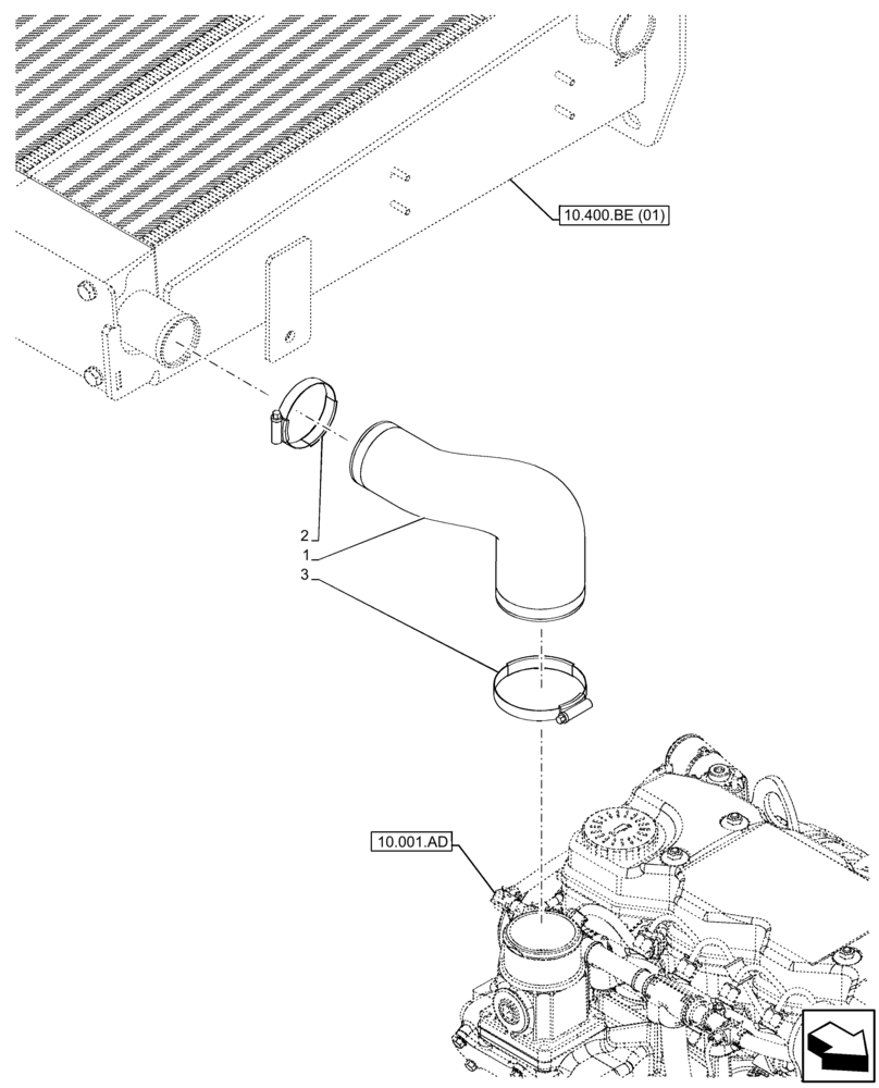 Схема запчастей Case IH FARMLIFT 735 - (10.310.AD ) - AFTERCOOLER LINE, ENGINE, SUPPLY (10) - ENGINE