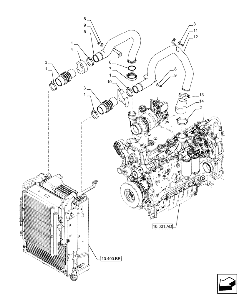 Схема запчастей Case IH PUMA 185 - (10.310.AB) - VAR - 391130, 758000 - INTERCOOLER LINE (10) - ENGINE