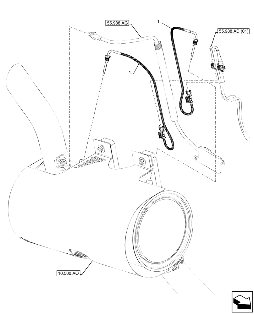 Схема запчастей Case IH FARMLIFT 742 - (55.988.AB) - DEF/ADBLUE™, MUFFLER, SENSOR (55) - ELECTRICAL SYSTEMS