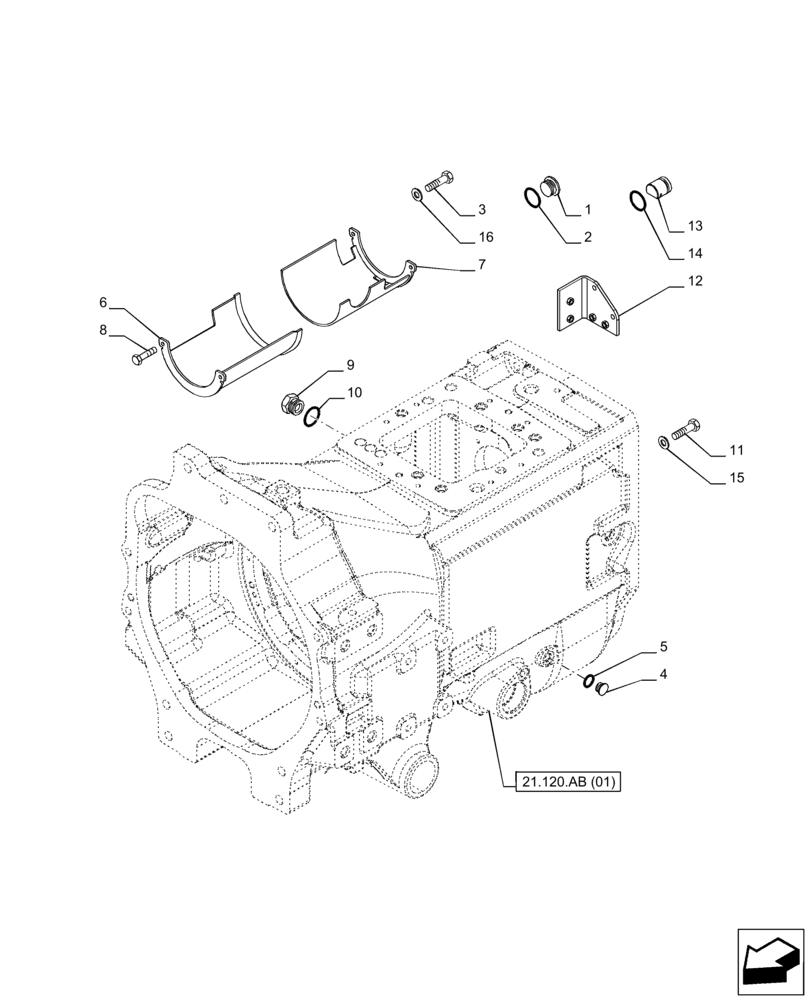 Схема запчастей Case IH PUMA 220 - (21.120.AB[02]) - VAR - 337426, 337428, 337429, 337430, 337431, 337432, 391137, 758017, 758018, 758019, 758020, 758021 - GEARBOX, POWERSHIFT (21) - TRANSMISSION