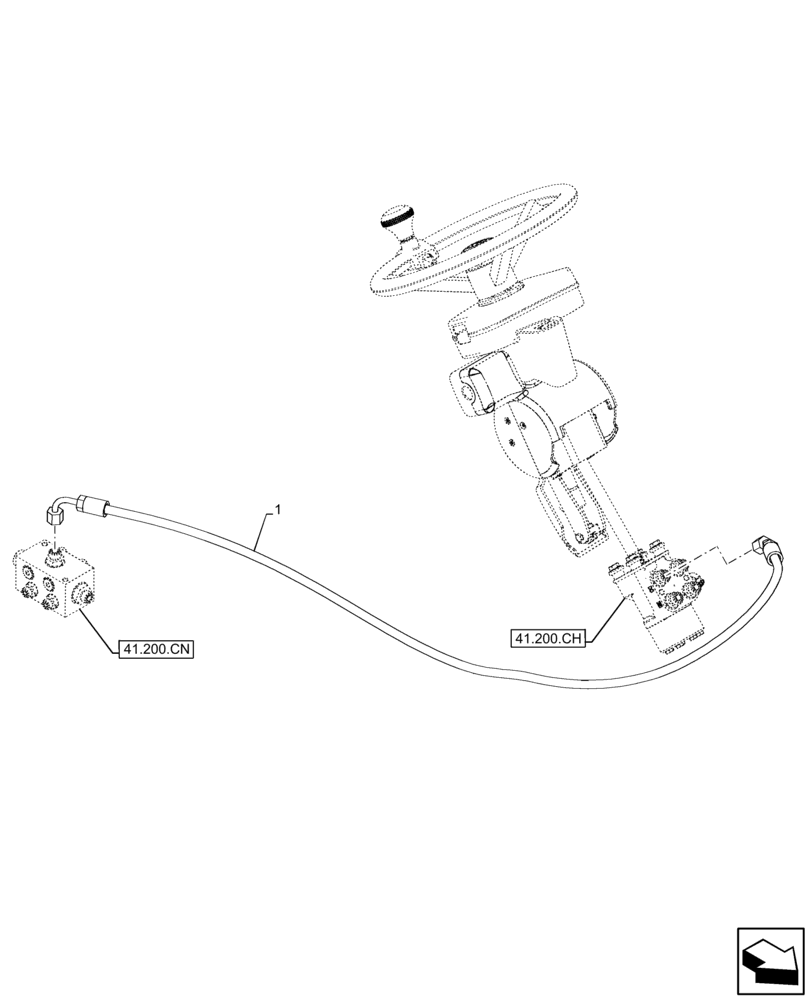 Схема запчастей Case IH FARMLIFT 632 - (41.200.AO[01]) - HYDRAULIC STEERING, LINE, MANIFOLD VALVE (41) - STEERING