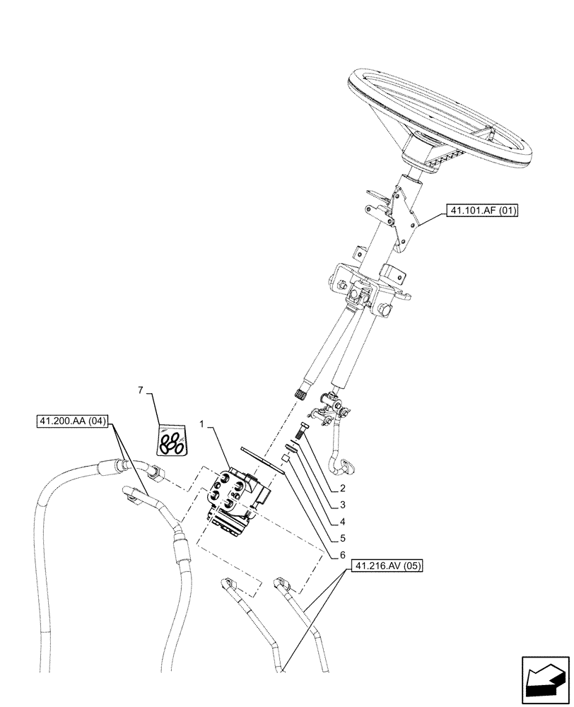 Схема запчастей Case IH FARMALL 95C - (41.200.CA[04]) - VAR - 390328, 743559, 744580, 744581, 744990 - STEERING VALVE (POWER SHUTTLE) 4WD (41) - STEERING