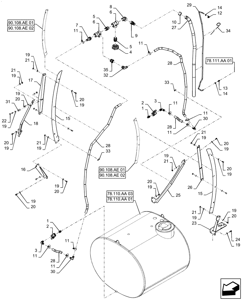 Схема запчастей Case IH PATRIOT 3240 - (78.110.AA[04.1]) - SIGHT GAUGE AND VENT, BSN YFT041440 (78) - SPRAYING