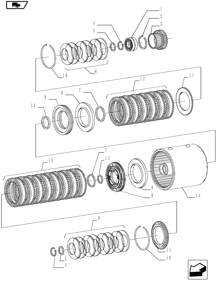 Схема запчастей Case IH MAGNUM 180 - (21.155.AA[06]) - VAR- 429326, 729571 - CLUTCH, C AND D - POWERSHIFT (21) - TRANSMISSION