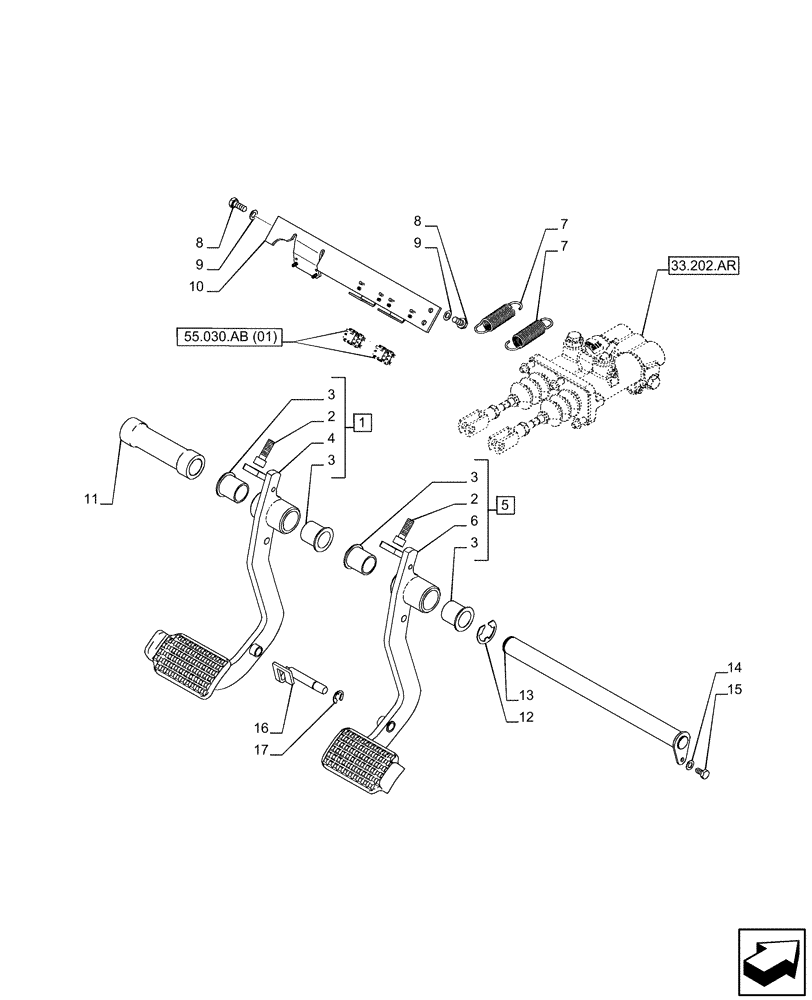 Схема запчастей Case IH PUMA 165 - (33.202.BN[01]) - VAR - 391231, 758270, 758271, 758272, 758273 - PARKING BRAKE (33) - BRAKES & CONTROLS