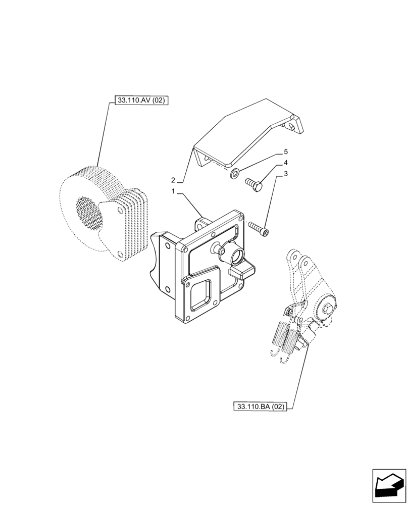 Схема запчастей Case IH PUMA 200 CVT - (33.110.AZ[02]) - VAR - 391148 - PARKING BRAKE, HOUSING (33) - BRAKES & CONTROLS