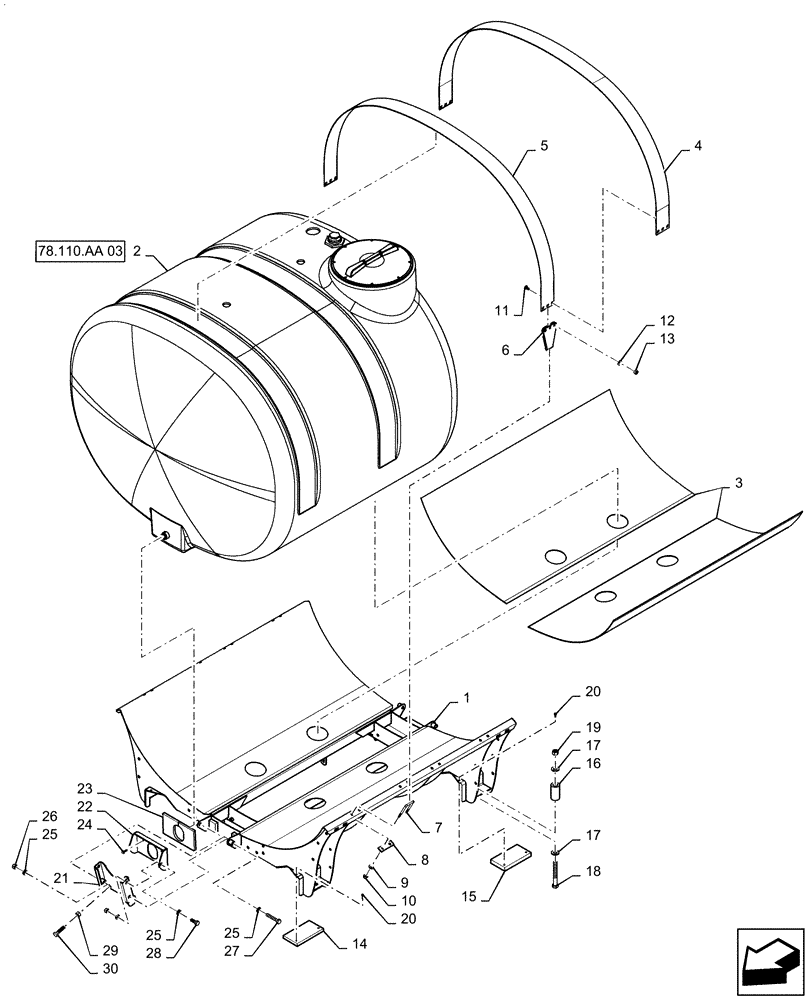 Схема запчастей Case IH PATRIOT 3240 - (78.110.AA[06]) - MOUNTING PARTS 800 GAL POLY TANK (78) - SPRAYING