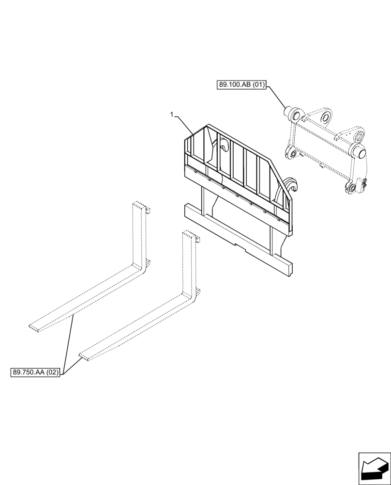 Схема запчастей Case IH FARMLIFT 935 - (89.750.AA[01]) - VAR - 749022 - FRAME, FORK (89) - TOOLS