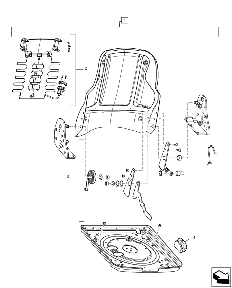 Схема запчастей Case IH 7230 - (90.120.AI) - SEAT BACK (90) - PLATFORM, CAB, BODYWORK AND DECALS