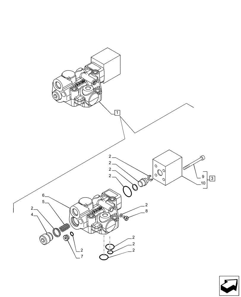 Схема запчастей Case IH PUMA 165 - (33.220.AM[01]) - VAR - 758037, 758039, 758044 - TRAILER BRAKE VALVE, COMPONENTS (33) - BRAKES & CONTROLS