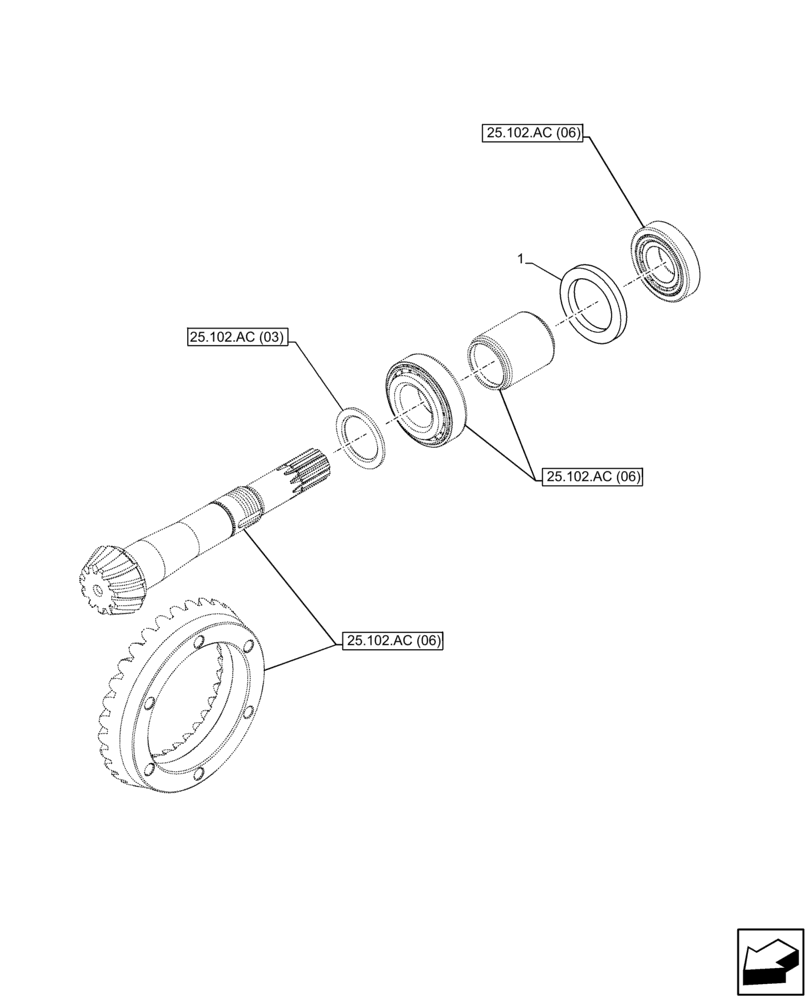 Схема запчастей Case IH FARMALL 85C - (25.102.AC[03]) - VAR - 390328, 743559, 744580, 744990 - FRONT AXLE, SHIM KIT, 4WD (25) - FRONT AXLE SYSTEM