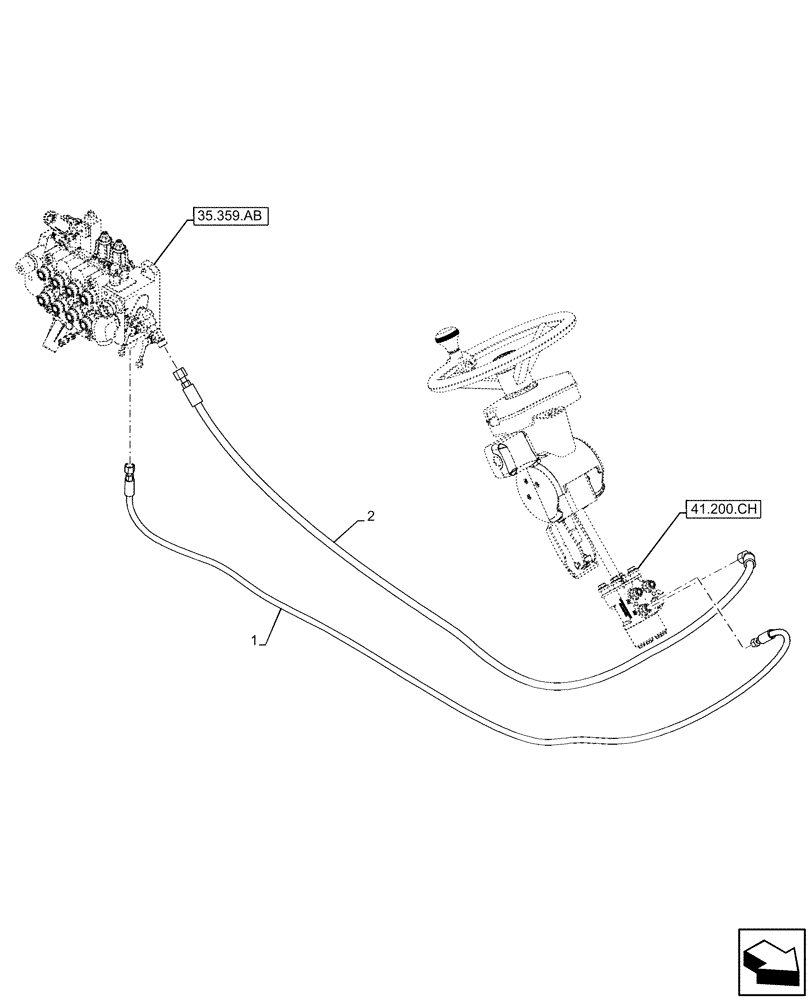 Схема запчастей Case IH FARMLIFT 742 - (41.200.BQ) - CONTROL VALVE, HYDRAULIC STEERING, LINE (41) - STEERING