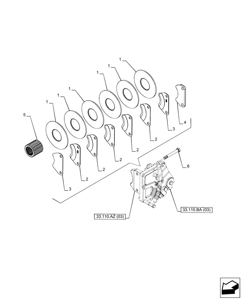 Схема запчастей Case IH PUMA 185 - (33.110.AV[03]) - VAR - 758034 - PARKING BRAKE, DISC (33) - BRAKES & CONTROLS