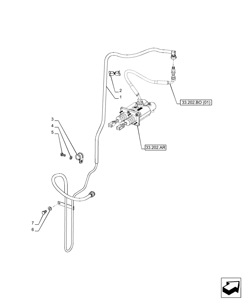 Схема запчастей Case IH PUMA 185 CVT - (33.202.BO[03]) - VAR - 391231, 758270, 758271, 758272, 758273 - BRAKE LINE, CVT (33) - BRAKES & CONTROLS