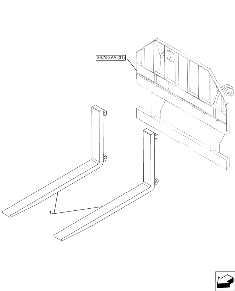 Схема запчастей Case IH FARMLIFT 632 - (89.750.AA[02]) - VAR - 749025 - FORK (89) - TOOLS