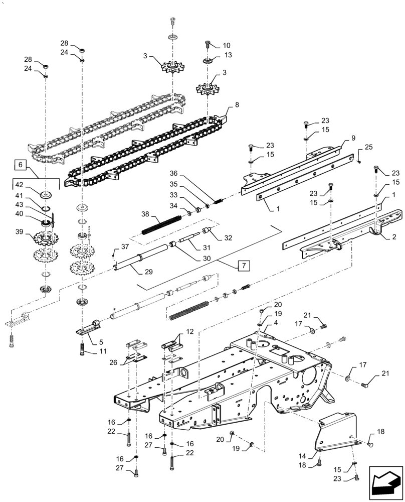 Схема запчастей Case IH 5505-65 - (58.230.AI[01]) - ROW UNIT, WITHOUT CHOPPER (58) - ATTACHMENTS/HEADERS