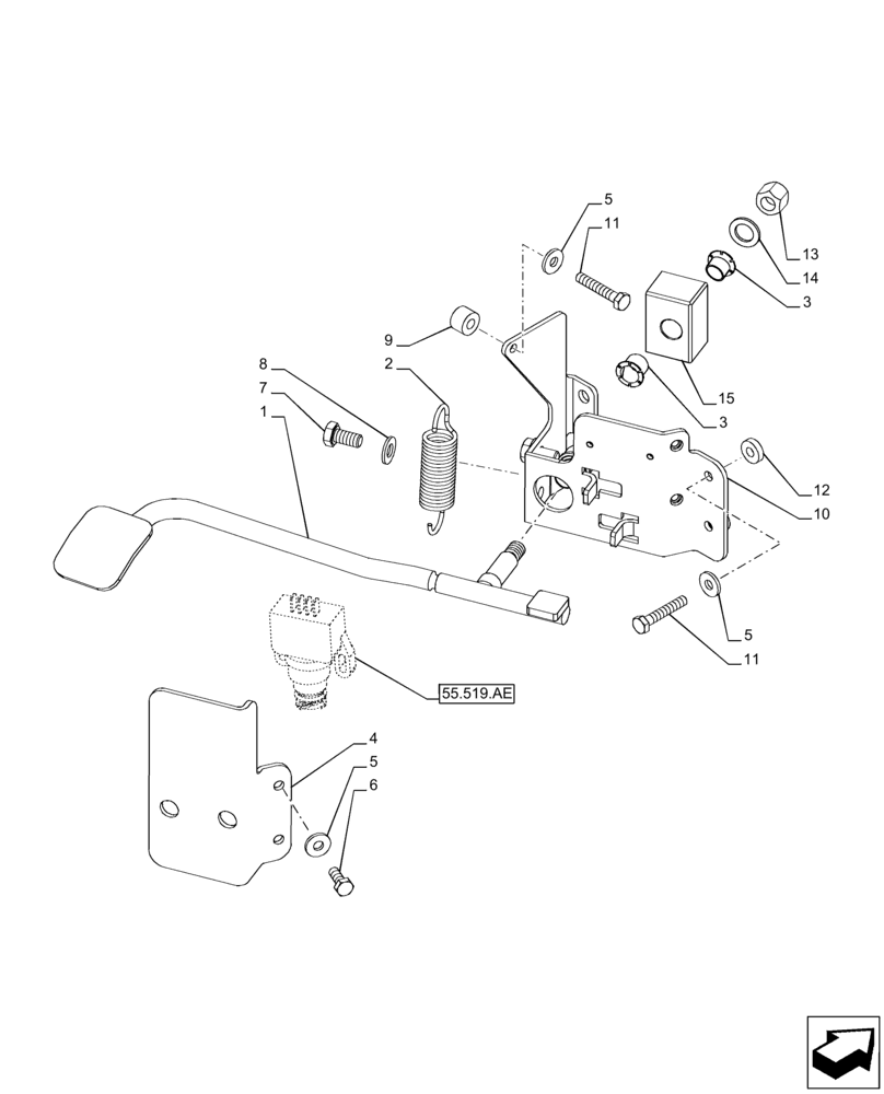 Схема запчастей Case IH PUMA 150 CVT - (10.254.AZ) - VAR - 758005 - EXHAUST BRAKE, PEDAL (10) - ENGINE