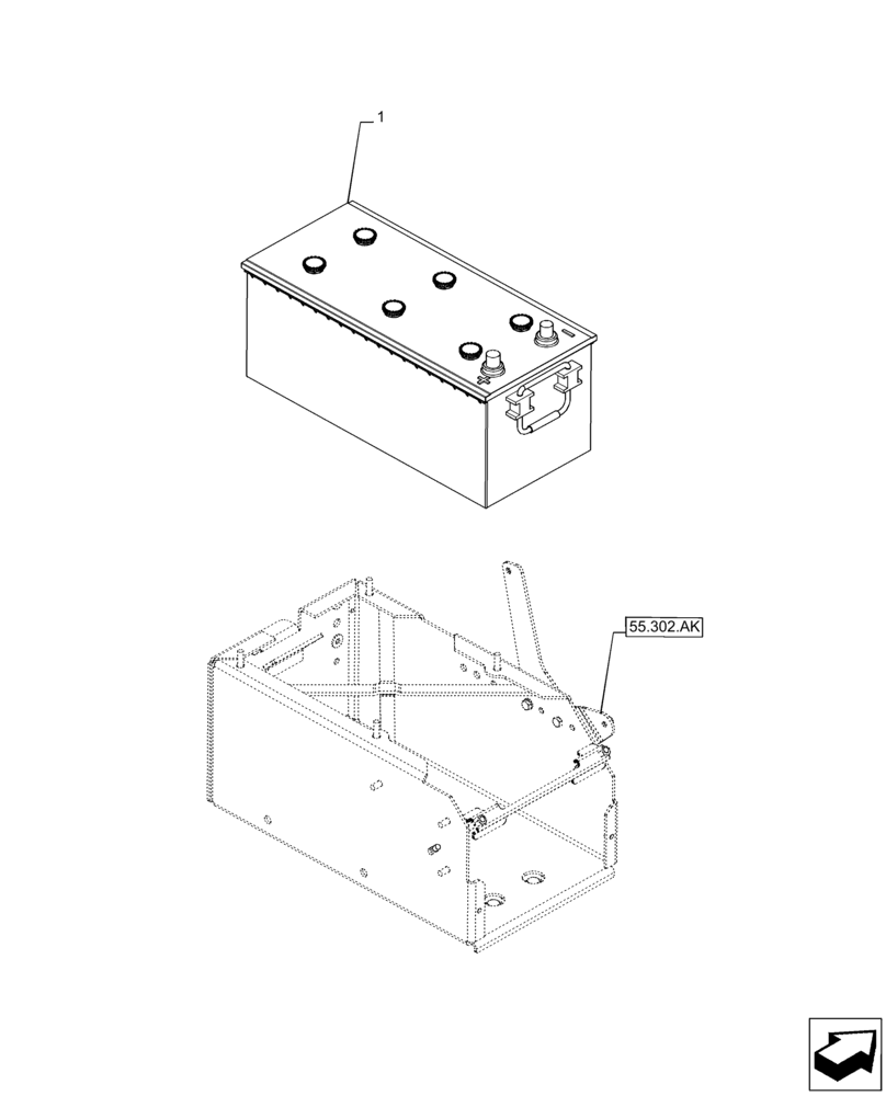 Схема запчастей Case IH PUMA 200 CVT - (55.302.AG) - VAR - 391130, 758000 - BATTERY (1300A, 12V) (55) - ELECTRICAL SYSTEMS