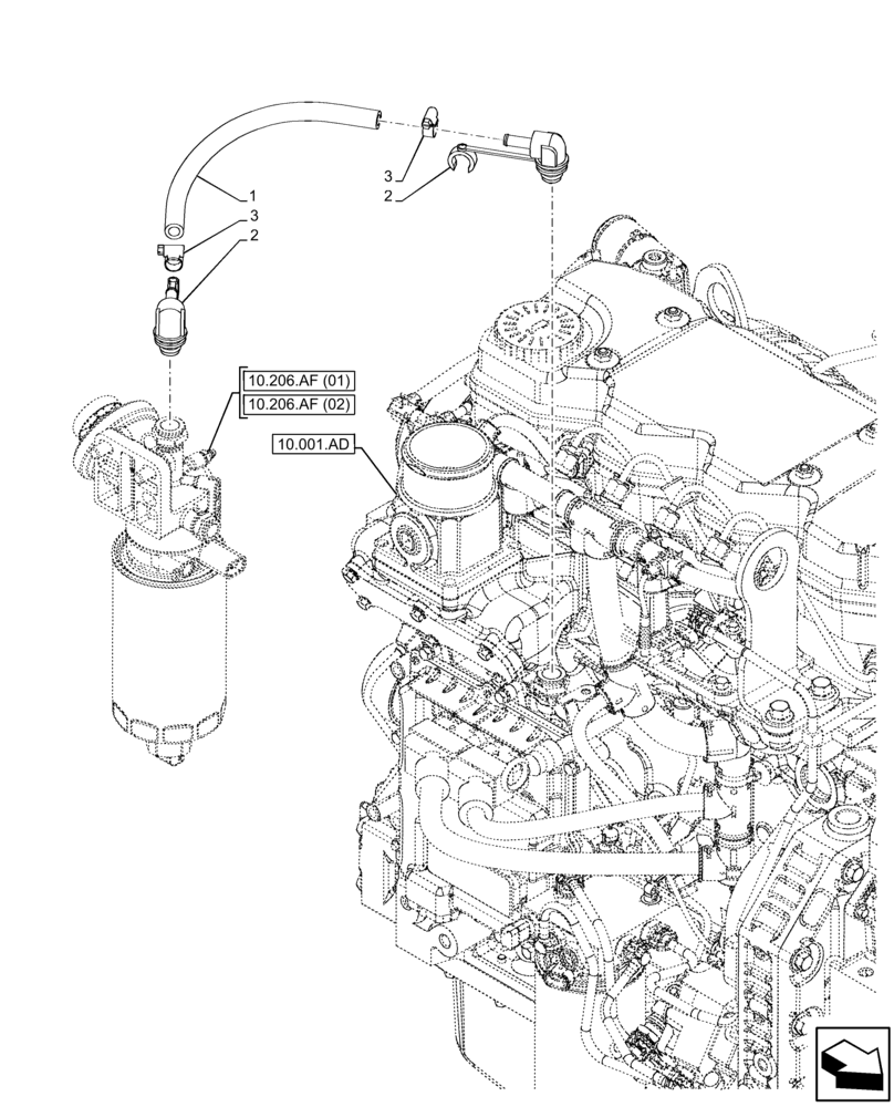 Схема запчастей Case IH FARMLIFT 742 - (10.216.BA[01]) - FUEL TANK, LINES (10) - ENGINE