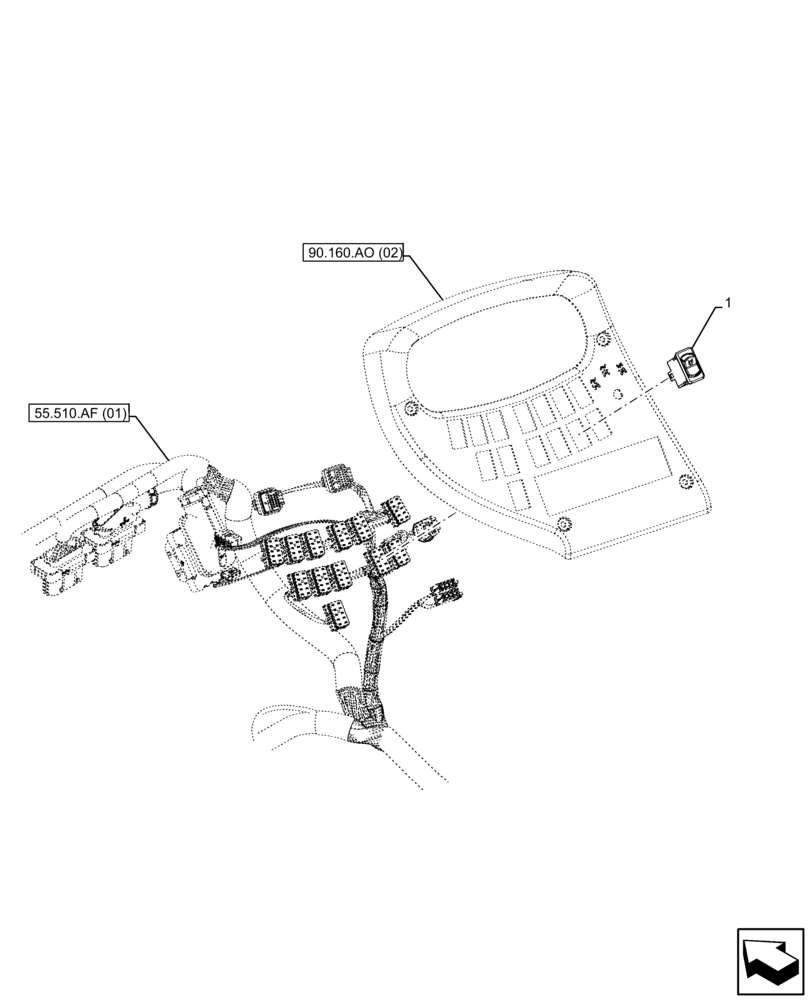 Схема запчастей Case IH FARMLIFT 935 - (55.405.CH) - VAR - 749006, 749281 - ROTARY BEACON, SWITCH (55) - ELECTRICAL SYSTEMS