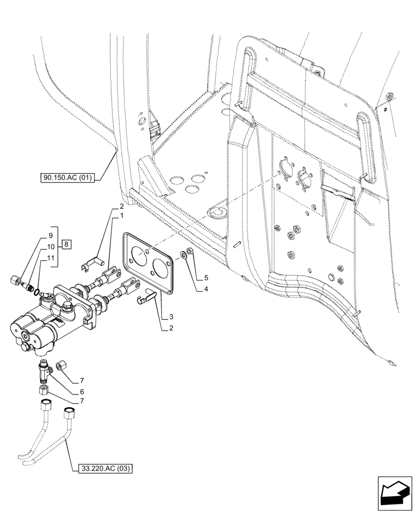 Схема запчастей Case IH PUMA 150 - (33.202.AR) - VAR - 391231, 758270, 758271, 758272, 758273 - BRAKE CYLINDER (33) - BRAKES & CONTROLS