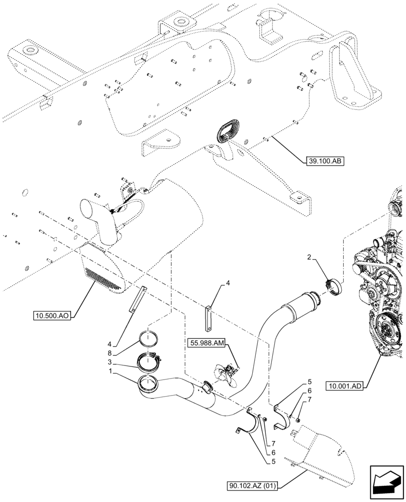 Схема запчастей Case IH FARMLIFT 742 - (10.254.AD[01]) - EXHAUST PIPE - END DATE 8 APRIL 2014 (10) - ENGINE