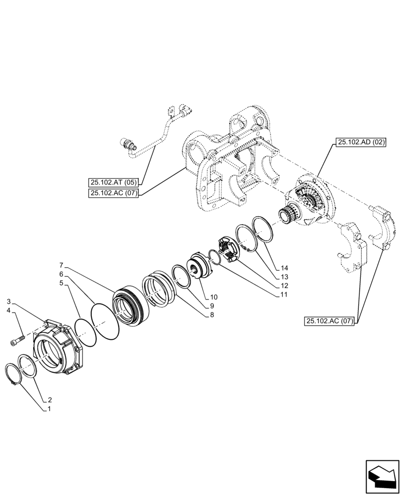 Схема запчастей Case IH FARMALL 85C - (25.102.AS[01]) - VAR - 743560 - DIFFERENTIAL LOCK, CONTROLS, 4WD (25) - FRONT AXLE SYSTEM