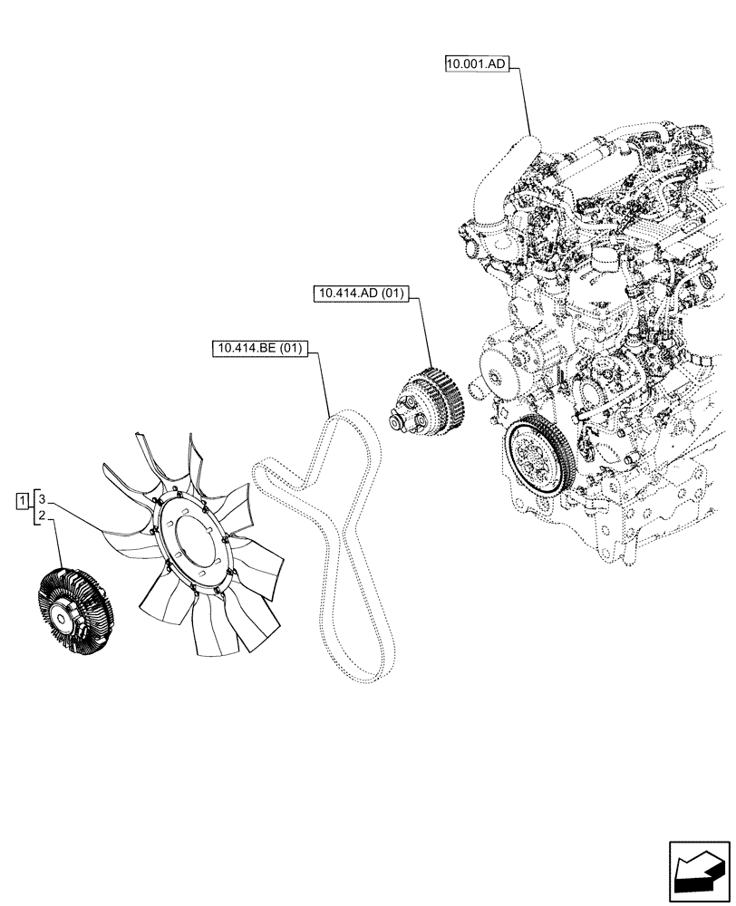 Схема запчастей Case IH PUMA 240 CVT - (10.414.AC[01]) - VAR - 391130 - FAN (10) - ENGINE