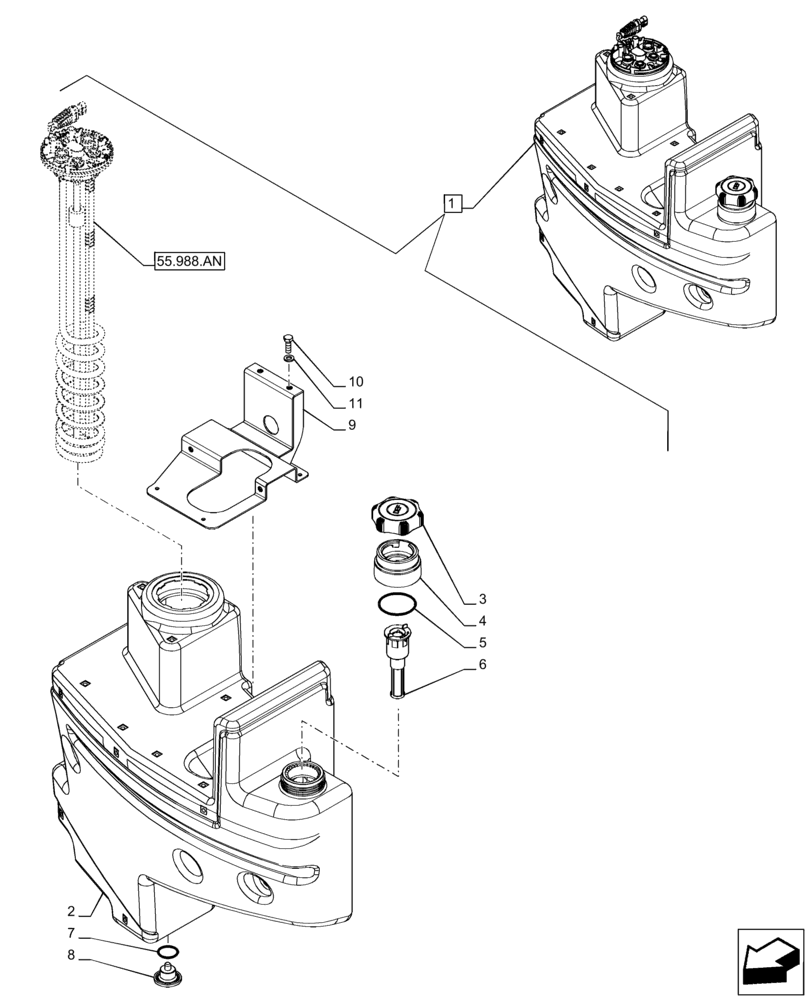 Схема запчастей Case IH PUMA 220 - (10.500.AA) - VAR - 391131, 758001 - DEF/ADBLUE TANK, COMPONENTS (10) - ENGINE