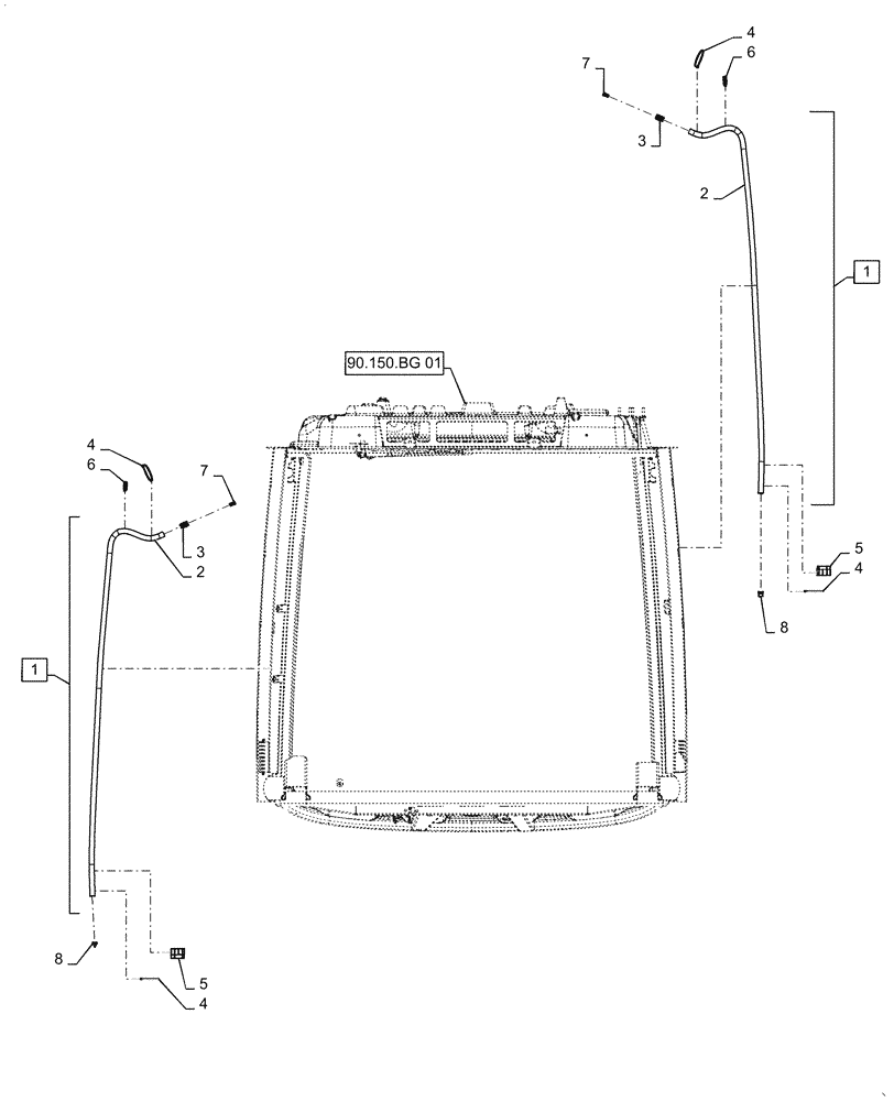 Схема запчастей Case IH 8240 - (50.200.CZ) - DRAIN LINE, ROOF (50) - CAB CLIMATE CONTROL