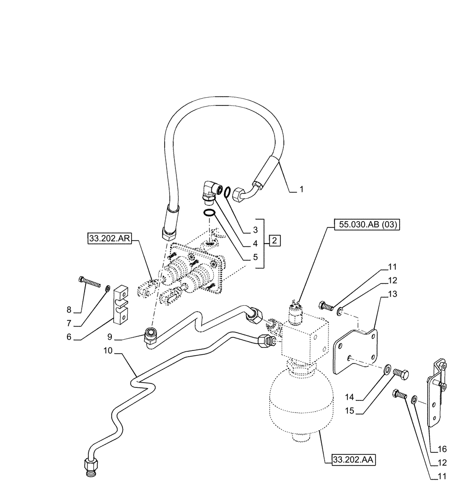 Схема запчастей Case IH PUMA 220 CVT - (33.202.BO[04]) - VAR - 391231, 758270, 758271, 758272, 758273 - BRAKE LINE, AUTOGUIDANCE SYSTEM (33) - BRAKES & CONTROLS