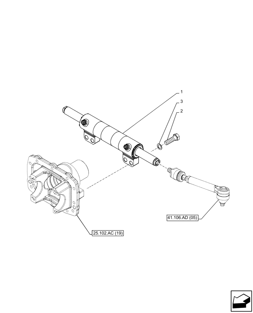 Схема запчастей Case IH FARMALL 85C - (41.216.AN[05]) - VAR - 337323 - FRONT AXLE, STEERING CYLINDER, 4WD, HEAVY DUTY (41) - STEERING