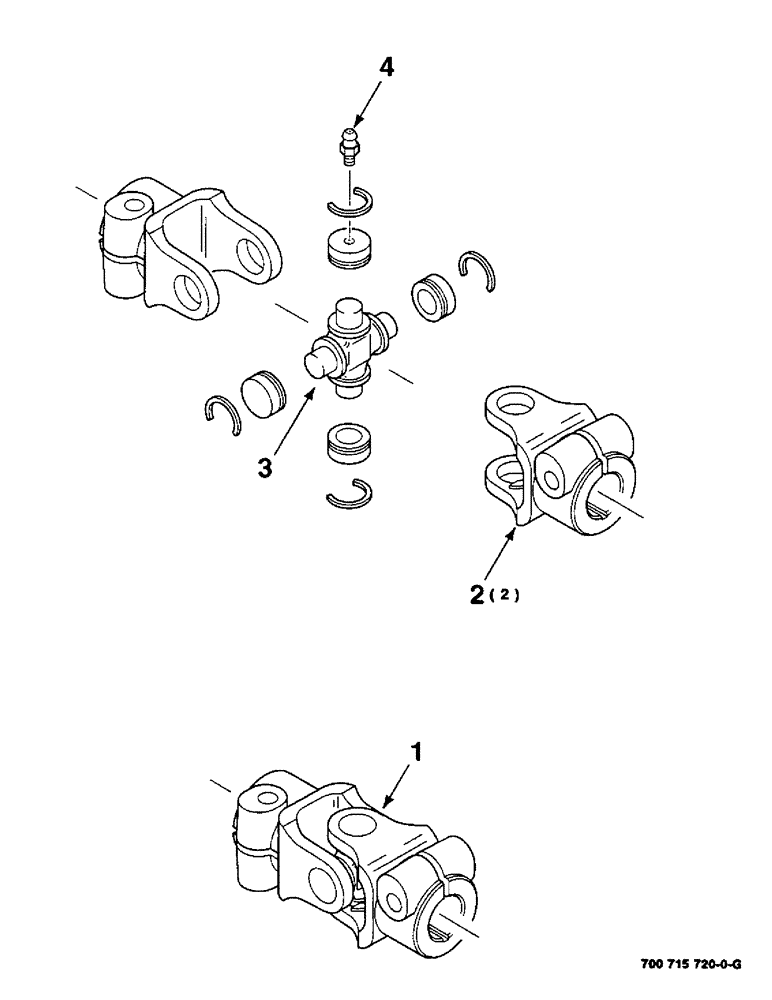 Схема запчастей Case IH 8840 - (2-28) - U-JOINT ASSEMBLY (LOWER HAY CONDITIONER DRIVE), (700715720 U (58) - ATTACHMENTS/HEADERS