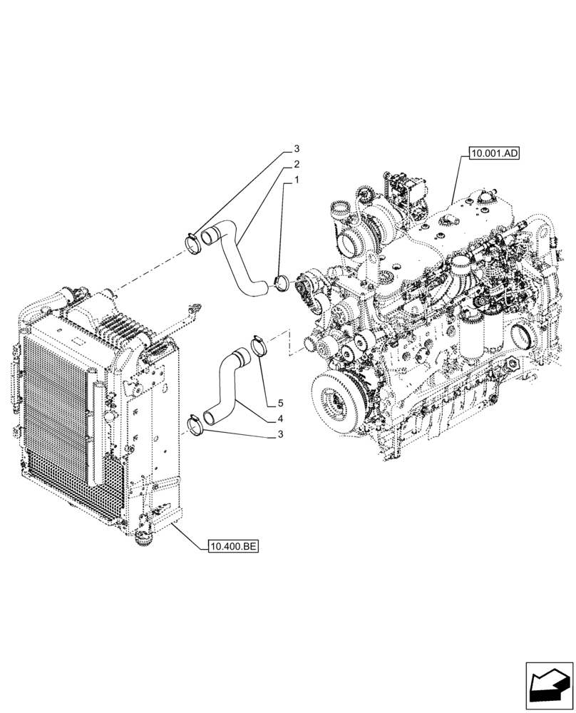 Схема запчастей Case IH PUMA 240 CVT - (10.400.AY) - VAR - 391130, 758000 - RADIATOR, HOSE (10) - ENGINE