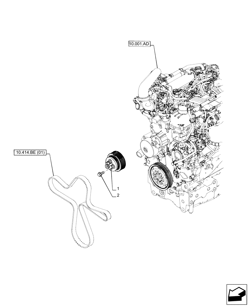 Схема запчастей Case IH PUMA 220 - (10.414.AD[01]) - VAR - 391130 - FAN, PULLEY (10) - ENGINE