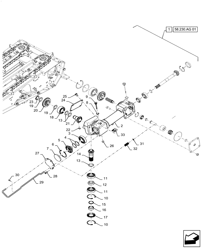 Схема запчастей Case IH 5506-65 - (58.230.AG[02]) - GEARBOX, DRIVE, CHOPPER (58) - ATTACHMENTS/HEADERS