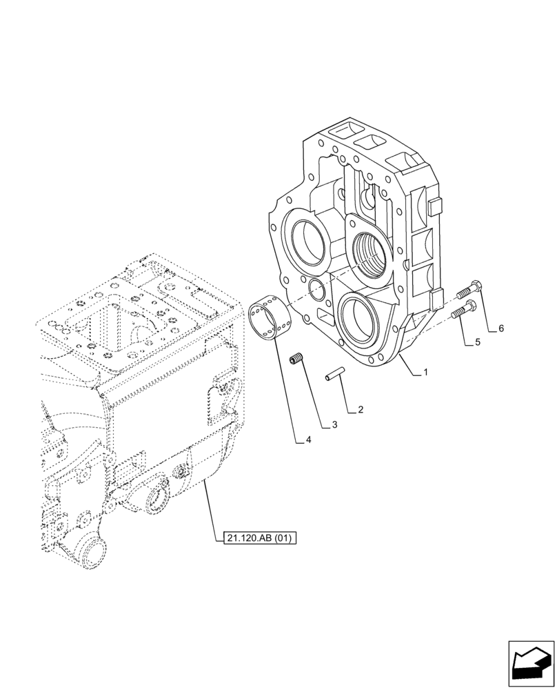 Схема запчастей Case IH PUMA 165 - (21.120.AB[03]) - VAR - 758016, 758017, 758018, 758019, 758020, 758021 - GEARBOX, POWERSHIFT (21) - TRANSMISSION