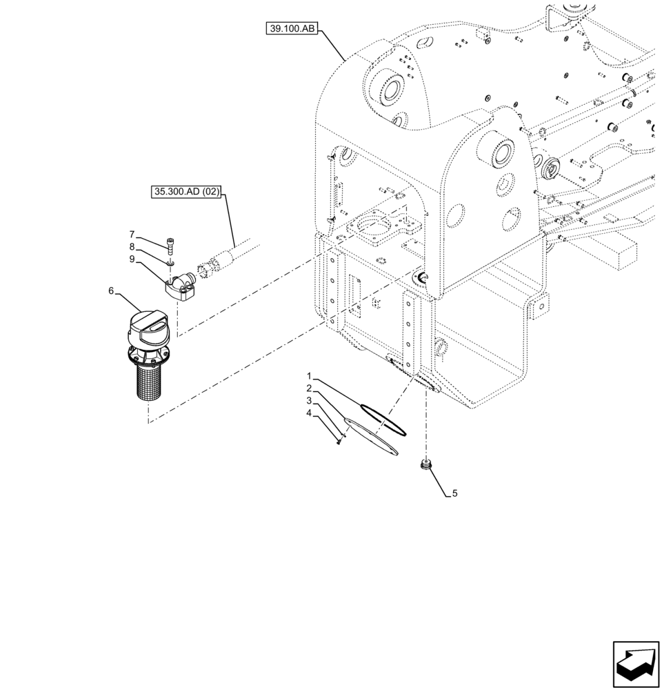 Схема запчастей Case IH FARMLIFT 742 - (35.300.AQ) - HYDRAULIC OIL RESERVOIR, HYDRAULIC OIL RESERVOIR, COMPONENTS (35) - HYDRAULIC SYSTEMS