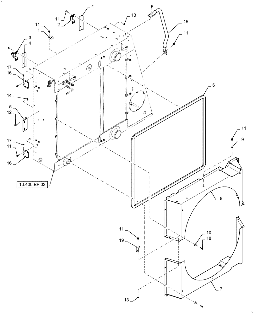 Схема запчастей Case IH 7140 - (10.400.BF[01]) - COOLER ASSY., BOX (10) - ENGINE