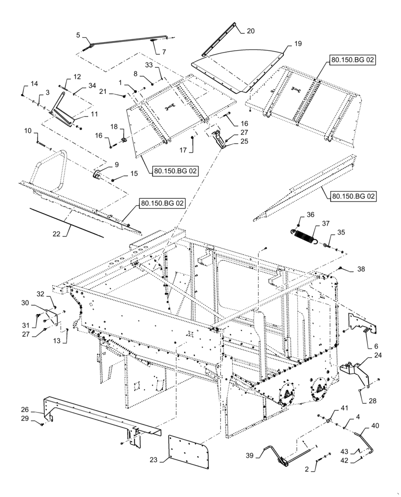 Схема запчастей Case IH 6140 - (80.150.BG[01]) - VAR - 425470 - GRAIN BIN EXTENSION (80) - CROP STORAGE/UNLOADING