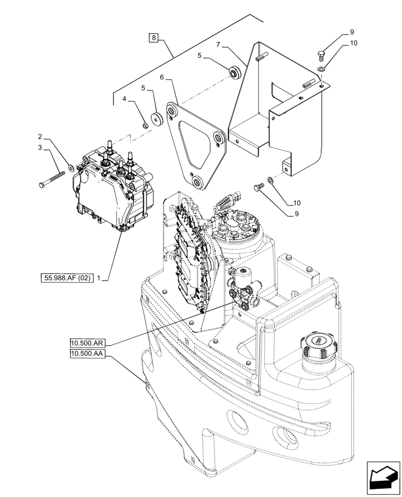 Схема запчастей Case IH PUMA 165 CVT - (55.988.AF[01]) - VAR - 391131, 758001 - ELECTRONIC CONTROL UNIT, SUPPLY (55) - ELECTRICAL SYSTEMS