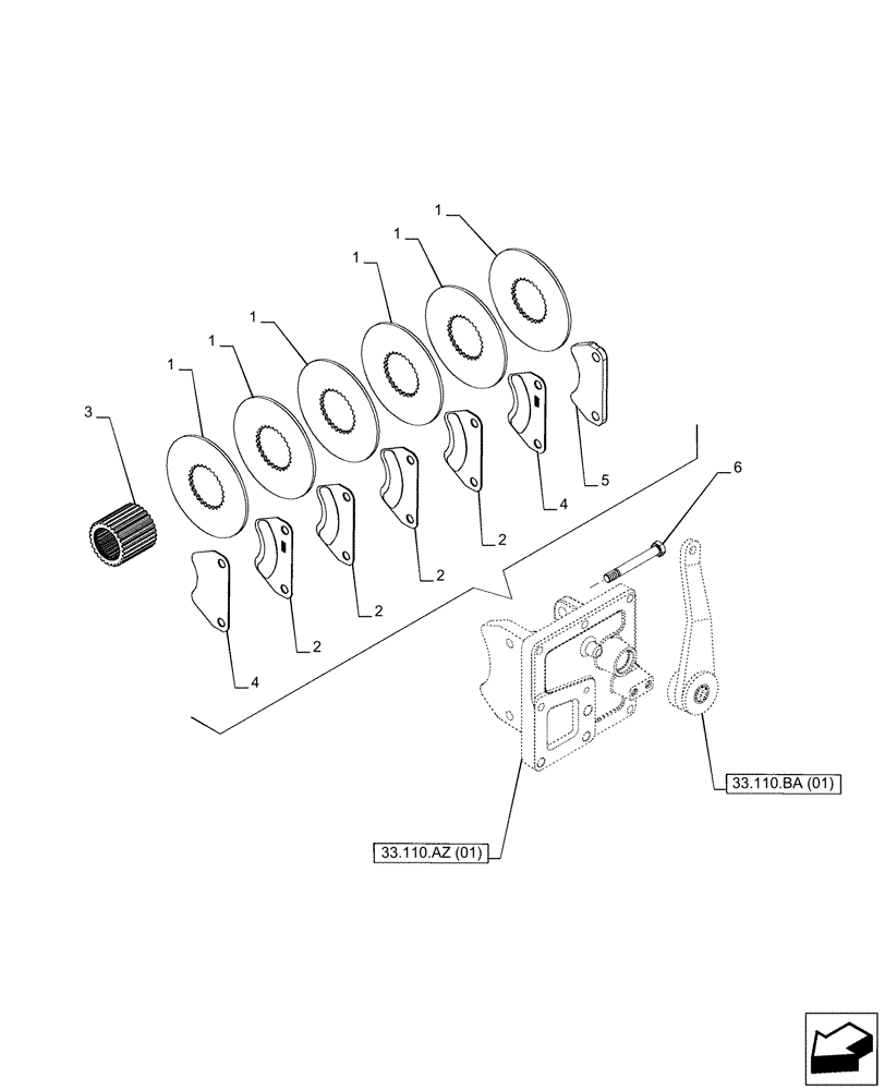 Схема запчастей Case IH PUMA 185 - (33.110.AV[01]) - VAR - 391147 - PARKING BRAKE, DISC (33) - BRAKES & CONTROLS