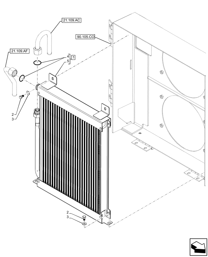 Схема запчастей Case IH FARMLIFT 735 - (21.109.AK) - TRANSMISSION, COOLER (21) - TRANSMISSION