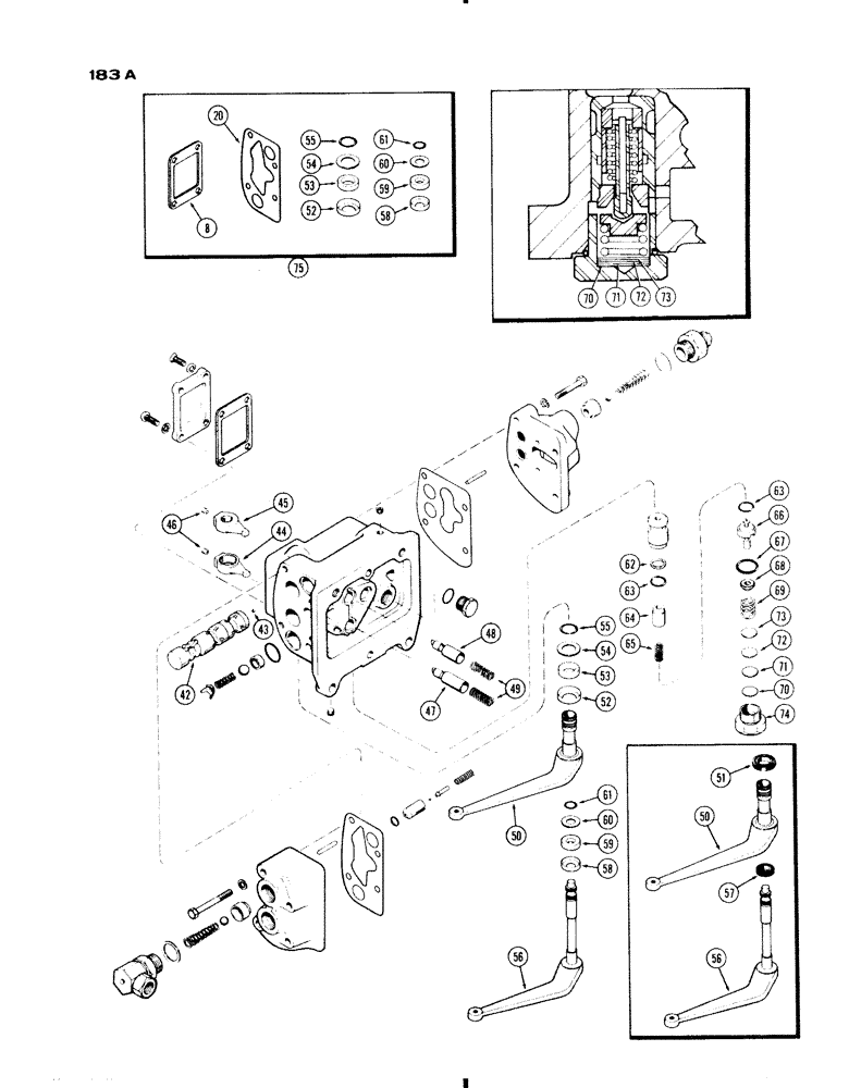 Схема запчастей Case IH 730 SERIES - (183A) - A57571 AUXILIARY VALVE, ALL 730 AND 830 EXCEPT GROVE, WARNER MOTIVE, 1ST USED TRANS. S/N 2219218 (08) - HYDRAULICS