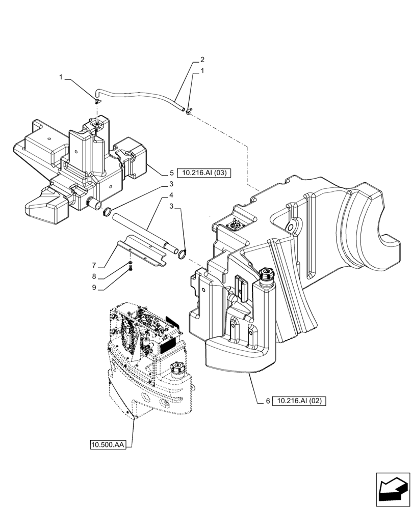 Схема запчастей Case IH PUMA 150 CVT - (10.216.AI[01]) - VAR - 391131, 758001 - FUEL TANK (10) - ENGINE