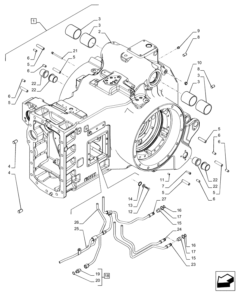 Схема запчастей Case IH PUMA 240 CVT - (21.118.AF[05]) - VAR - 337426, 337427, 337428, 337429, 337429, 337430, 337431, 337432, 337433, 391138, 758022 - TRANSMISSION HOUSING, CVT (21) - TRANSMISSION