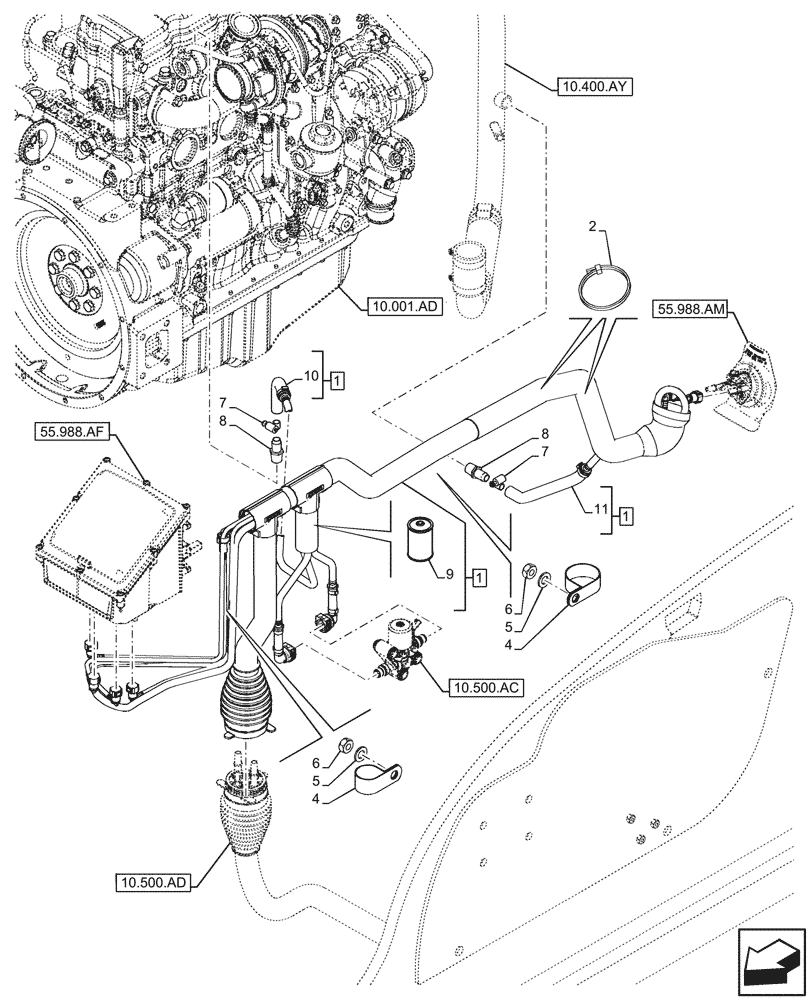 Схема запчастей Case IH FARMLIFT 742 - (10.500.AG) - DEF/ADBLUE™, SUPPLY LINES (10) - ENGINE